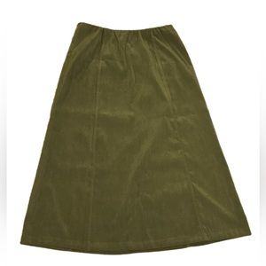 Sag Harbor Elastic Waist Side Zip Long Skirt Womens Petites 8P Green Polyester